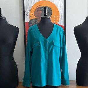 Teal V-Neck Women's Top